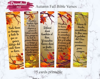 Spanish Bible Verses cards, Spanish scripture cards, Bible study printable, Fall Bible Verses cards printable, PDF christian cards