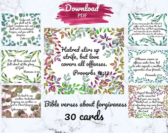 Scripture cards, Bible verses about forgiveness, Bible verses cards, Bible verse bookmark, Scripture memory cards, Bible journaling