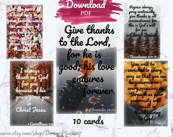 Thanksgiving Bible verses cards, Scripture memory cards, Bible verse journal cards, Christian prayer cards, Bible verse bookmark printable