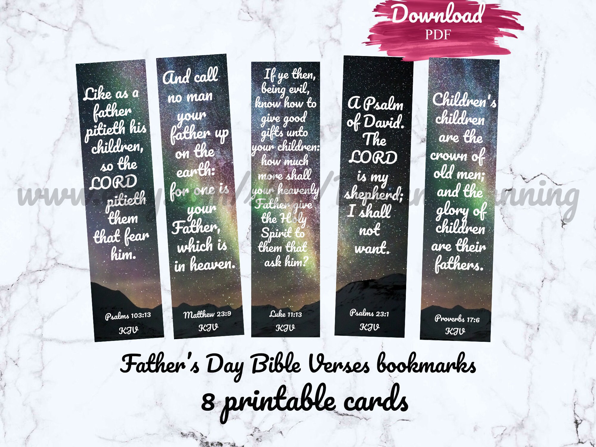 Fathers Day Bible Verses Bookmarks, KJV Bible Study, Christian Fathers