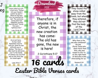 Easter Bible Verse cards, Easter christian cards, Christian bookmarks, Scripture memory cards printable, Bible verse cards