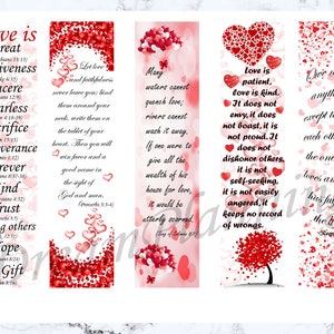 Valentine's Day Scripture Cards Valentine's Day Bookmarks Bible Memory ...