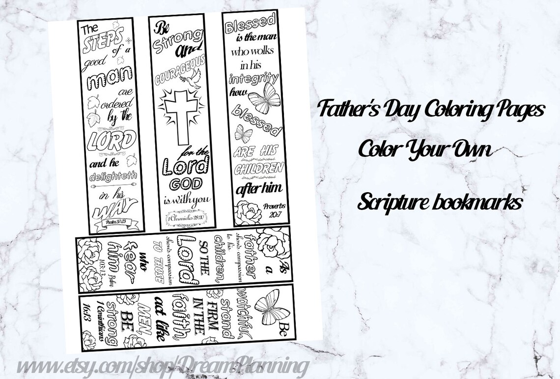 Christian Fathers Day Coloring Pages Coloring Bible Bookmarks - Etsy ...