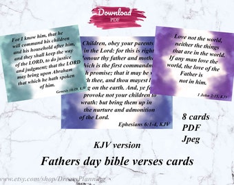 Father’s Day Bible Verse cards, KJV bible cards, Mens Bible Verse cards, Scripture for men, Men's scripture cards, Scripture card for Dad