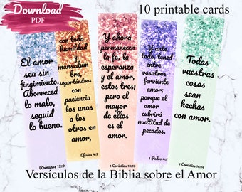 Spanish Bible Verses cards, Versículos de la Biblia sobre el Amor, Spanish scripture cards, Bible study printable, Spanish valentines day