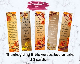 Segnalibri versetti della Bibbia, versetti della Bibbia del Ringraziamento, schede di memoria delle Scritture, diario biblico stampabile, biglietti di preghiera cristiani stampabili