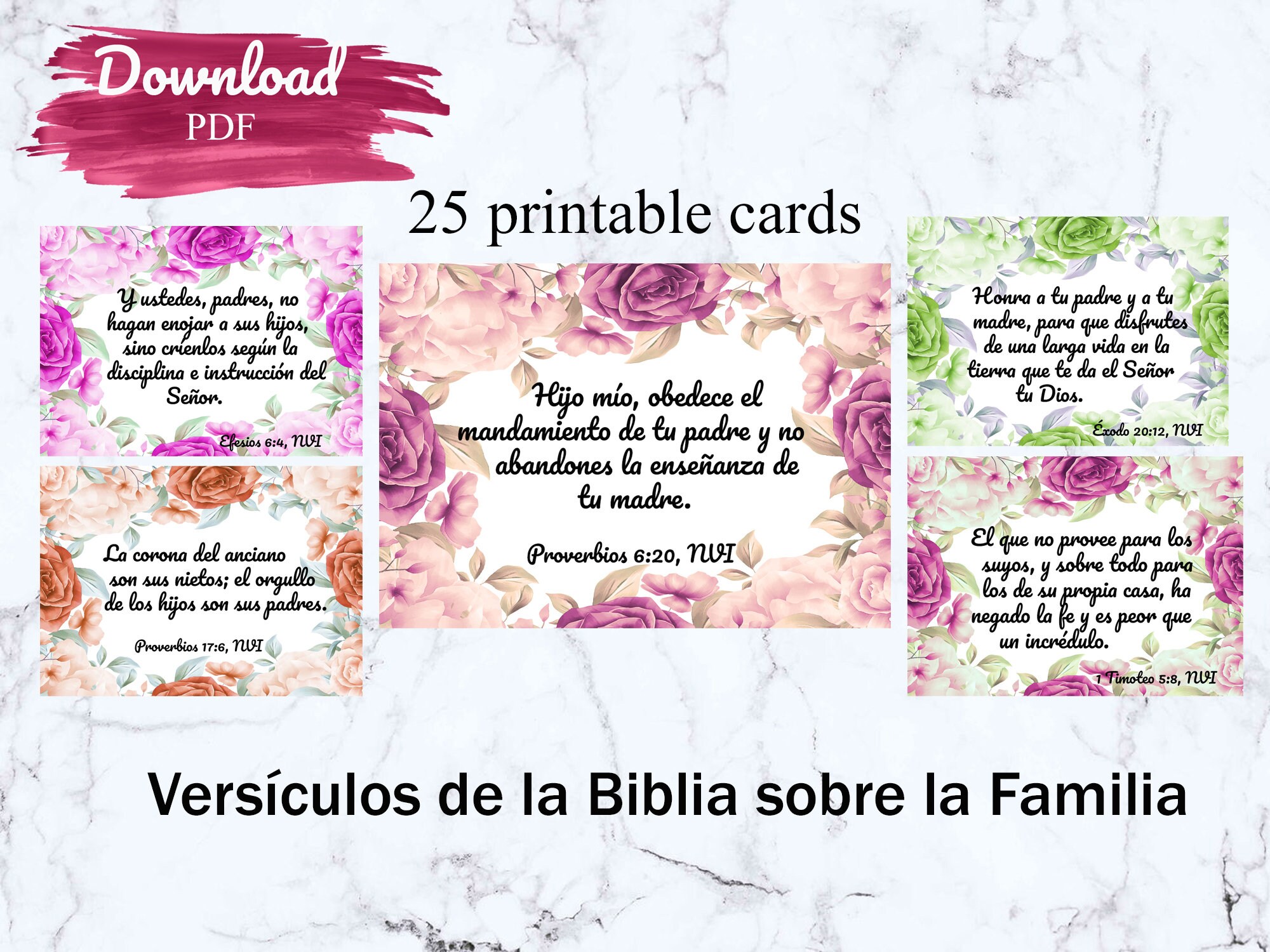 Bible Verses in Spanish, Scripture Cards Spanish, Scripture Memory ...