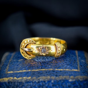 Antique Victorian Old Cut Diamond Buckle Belt 18ct Yellow Gold Ring Band Etsy India