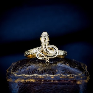 Snake Serpent 18ct Yellow Gold on Silver Ring | Antique Victorian Style