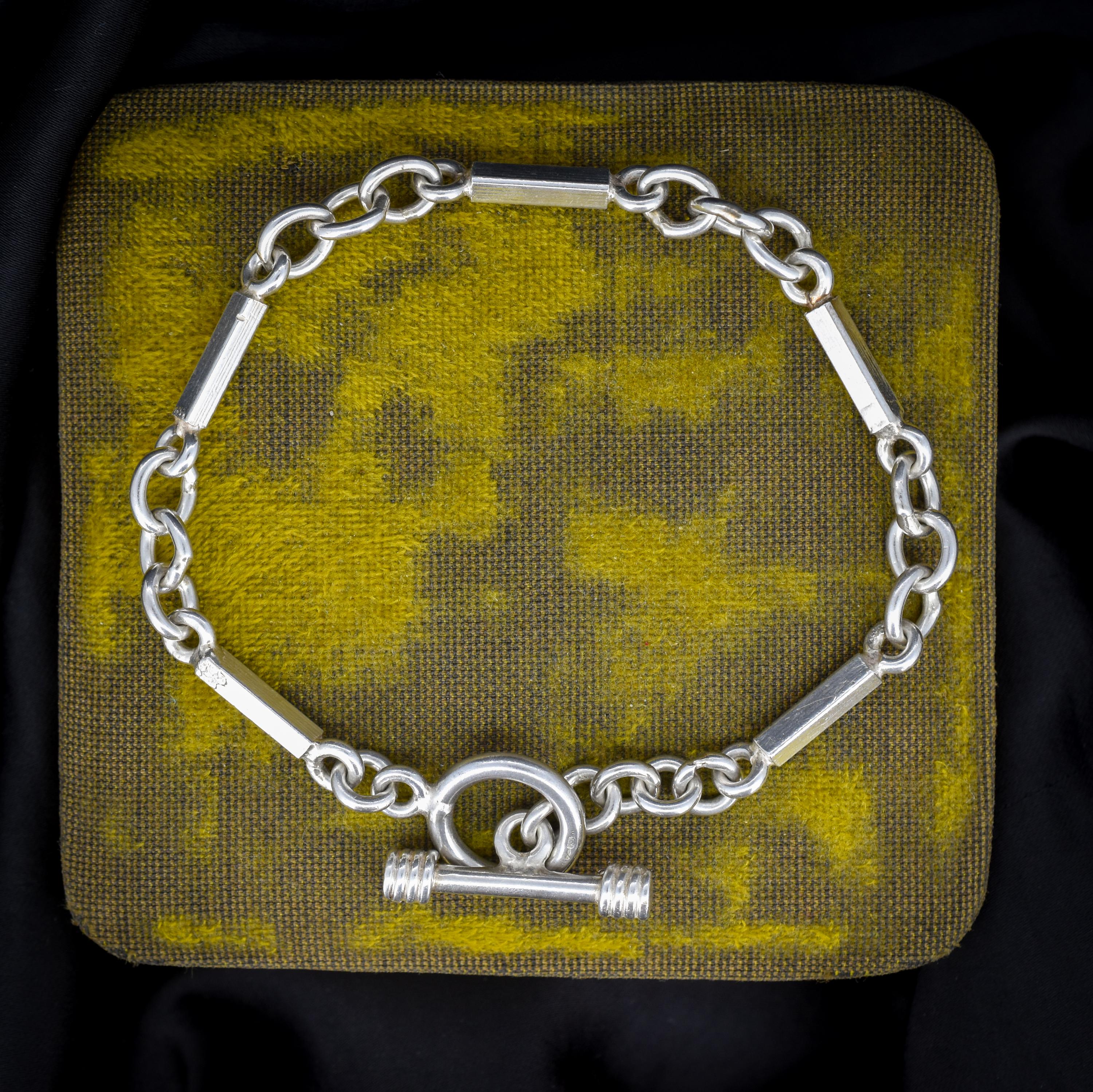 アクセサリー 4mm Silver Trombone Link Chain Bracelet Antique Silver Trombone Link Watch Chain Bracelet – Boylerpf