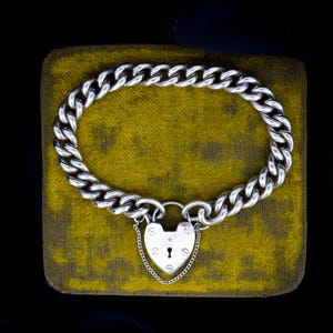 Antiker Panzer Link Sterling Silber Herz Armband | Edwardian
