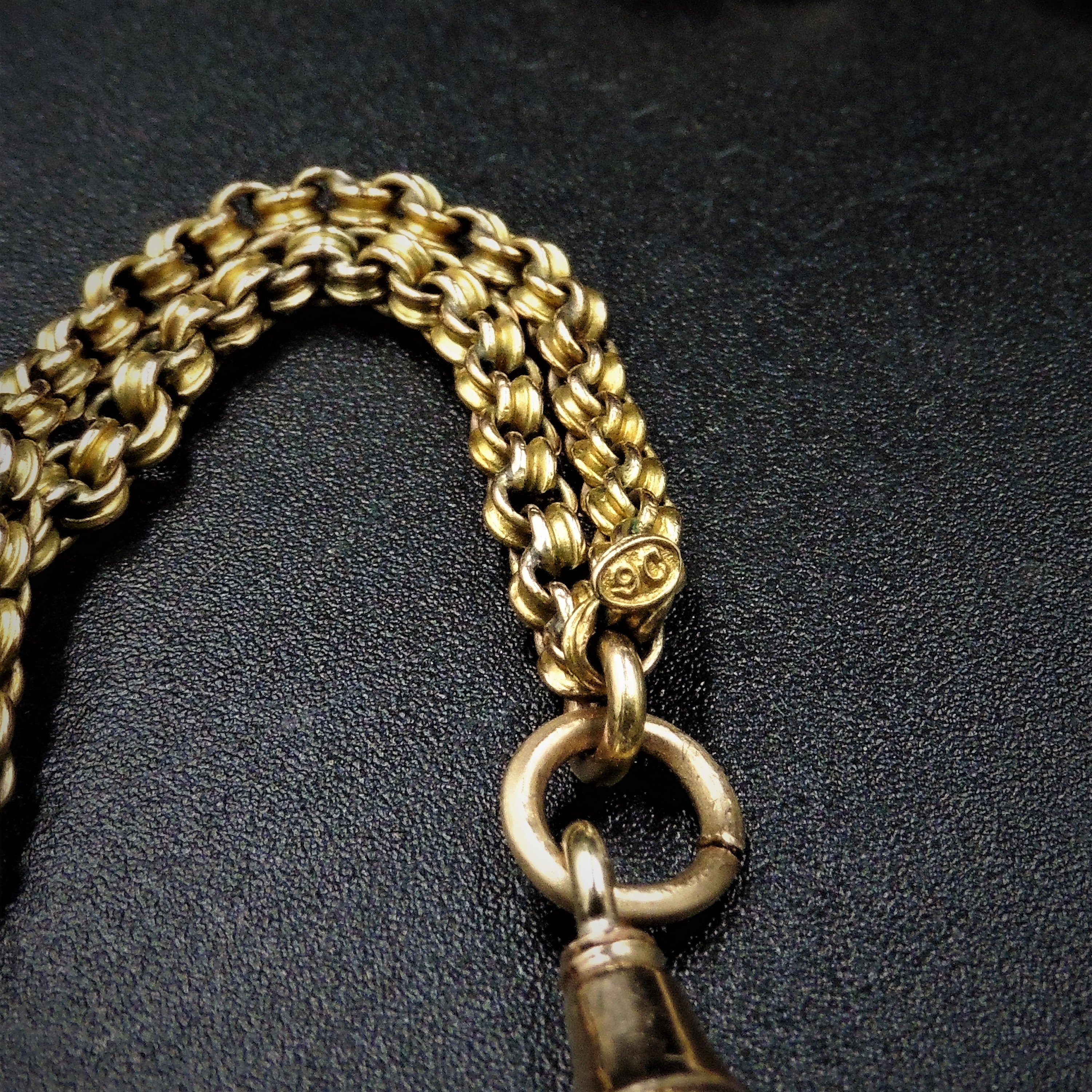 Antique Victorian 9ct 9K Gold Fancy Ball Long Belcher Guard Muff Chain ...