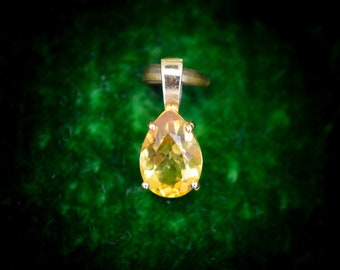 Pear Cut Citrine 9ct Yellow Gold Charm Pendant