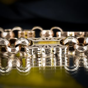 Antique Fancy Link Stars and Bars 9ct Gold Chain Bracelet | 8" image 11