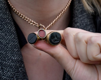 Antique Gold Cased Trio of Intaglio Fobs Charm 'GEORGE'