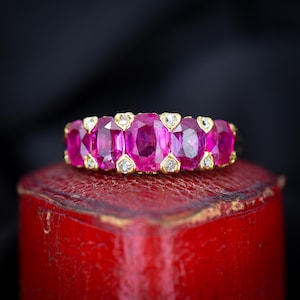 Burma No Heat Antique Ruby Five Stone 18ct Gold Ring | Certified 2.00ct
