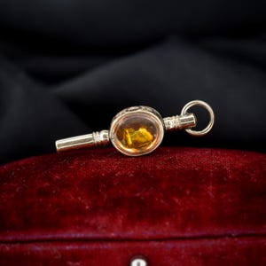 Antique Foiled Paste and Bloodstone Gold Watch Key Fob Pendant Charm
