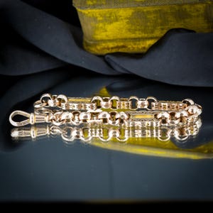 Antique Fancy Link Stars and Bars 9ct Gold Chain Bracelet | 8" image 6
