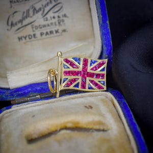 Ruby Sapphire 18ct Gold Union Jack UK GB Flag Charm Pendant