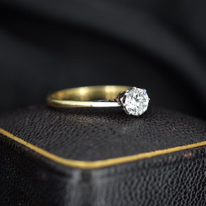 Antique 0.48 Old Cut Diamond 18ct Gold Platinum Solitaire Engagement Ring