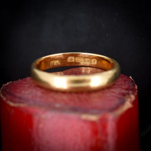 Art Deco &#39;1933&#39; 22ct Yellow Gold Plain Stacking Wedding Band Ring - Vintage