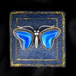 Antique Art Deco Sterling Silver Butterfly Wing Butterfly Brooch Pin
