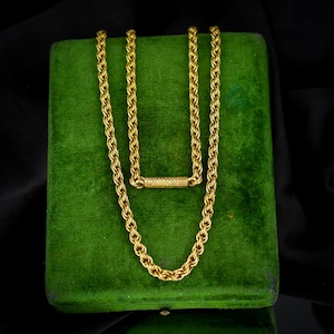 Antique 18ct Gold Fancy Link Chain Necklace with Barrel Clasp | 15"