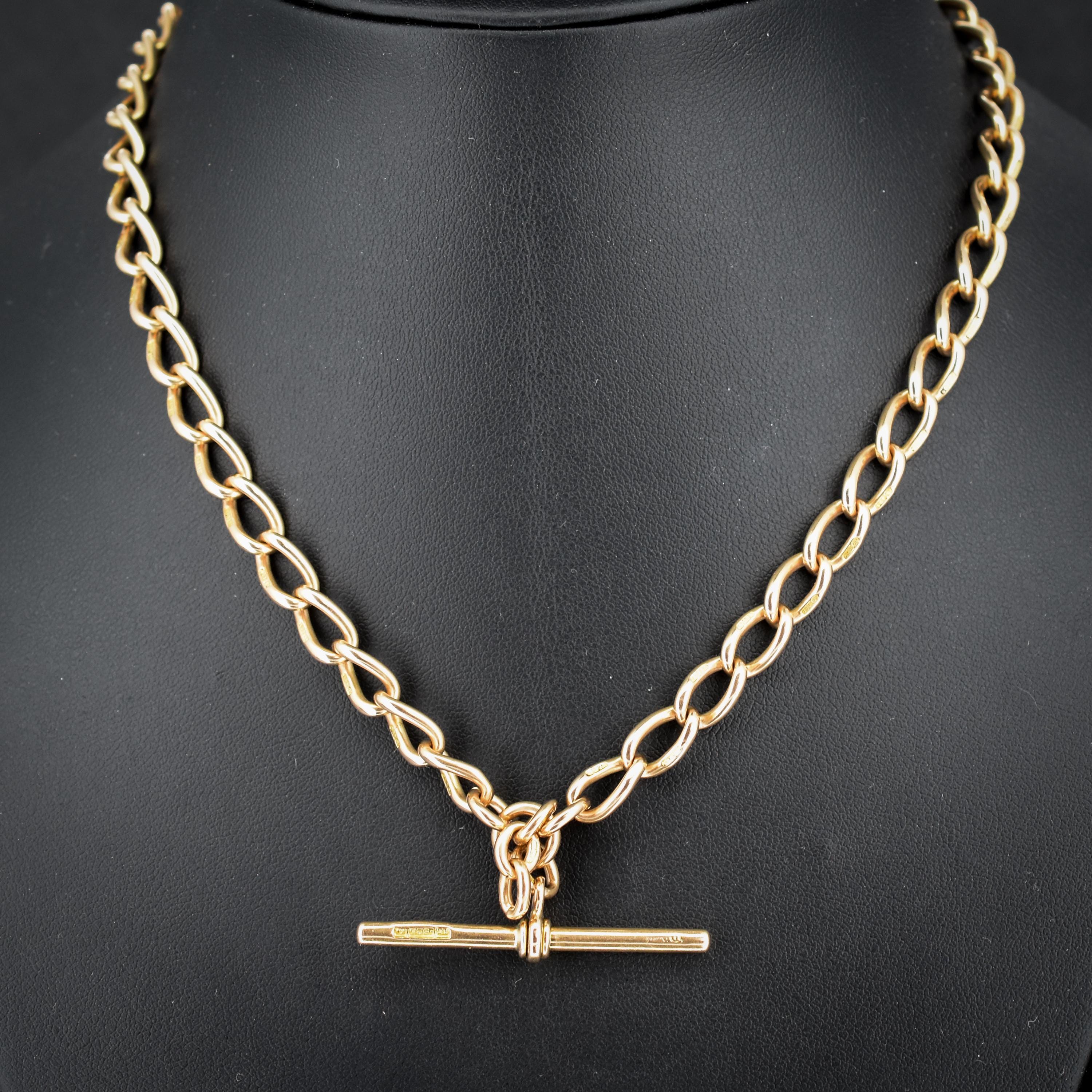 Antique 15ct Gold Oval Link Albert Watch Chain Necklace | 15.75