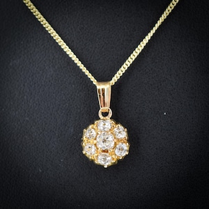 Antique 0.50ct Old Cut Diamond Drop Gold Pendant Necklace | 18&quot; Length