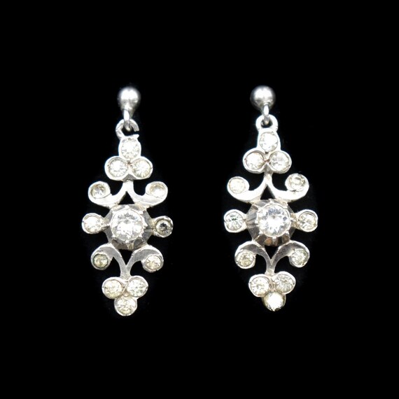 Antique Paste Sterling Silver Drop Dangle Earrings