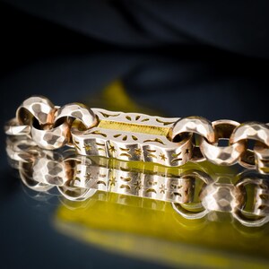 Antique Fancy Link Stars and Bars 9ct Gold Chain Bracelet | 8" image 9