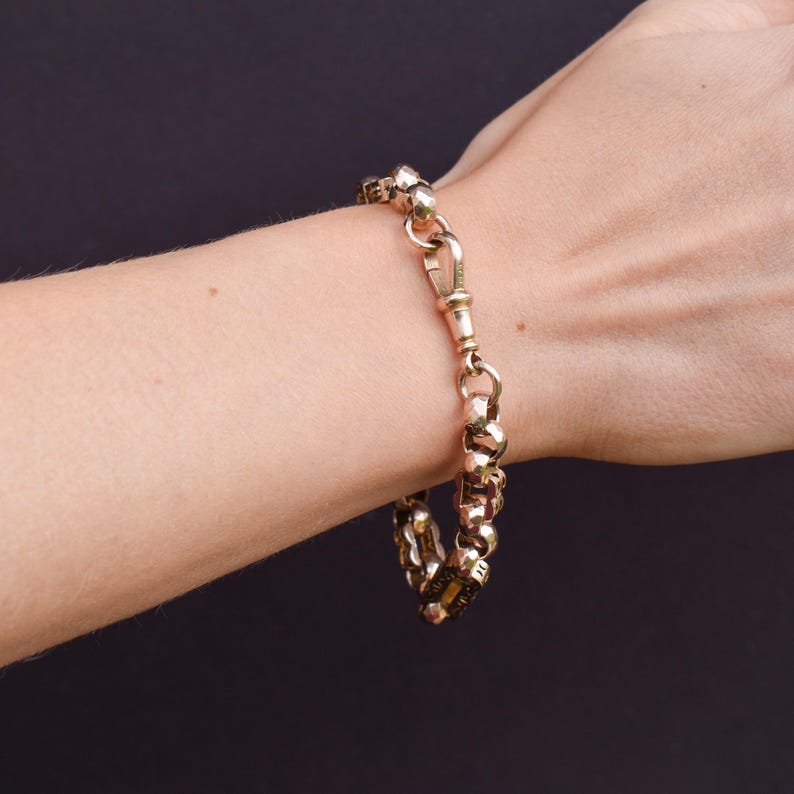 Antique Fancy Link Stars and Bars 9ct Gold Chain Bracelet | 8" image 3
