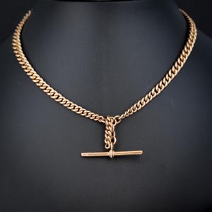 Chester &#39;1928&#39; 9ct Gold Double Dog Clip Curb Link Albert Chain Necklace 14.5&quot;