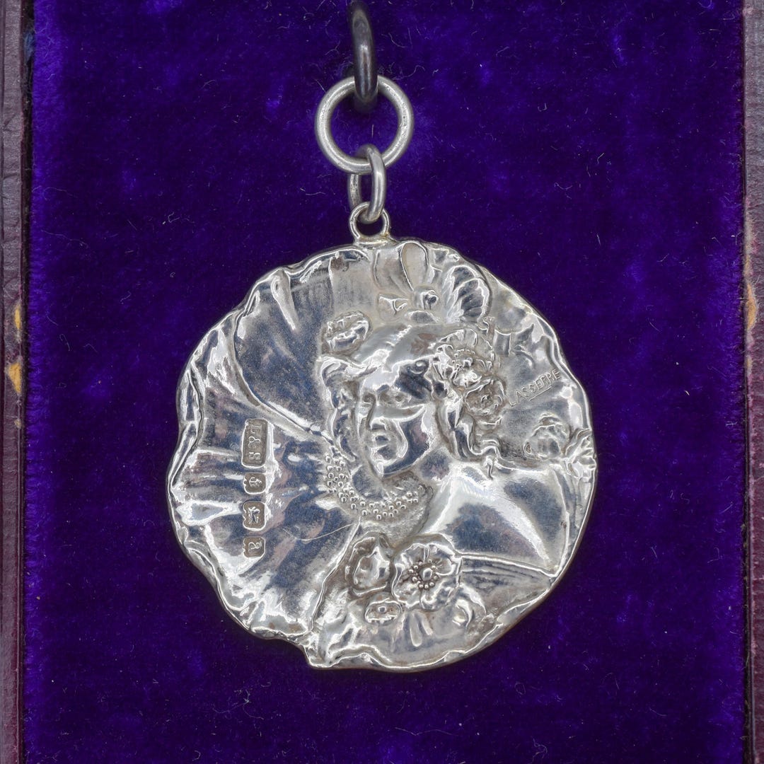 Antique Art Nouveau Portrait Sterling Silver Pendant - Dated 1900 - Etsy