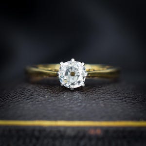 Vintage 0.42ct Old Cut Diamond 18ct Gold Solitaire Engagement Ring