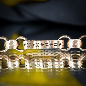 Antique Fancy Link Stars and Bars 9ct Gold Chain Bracelet | 8" image 10
