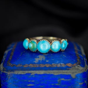 Antique Georgian 15ct Gold Turquoise Five Stone Ring