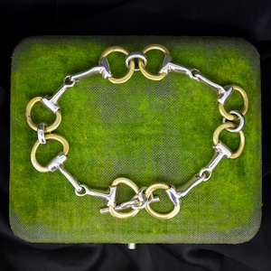 Vintage flerfärgat sterlingsilverarmband med hästbett | 20,5 cm