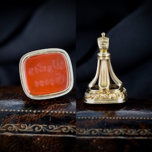 Antique &#39;Wyrley Grove&#39; Intaglio Gold Bell Fob Seal Pendant | Victorian