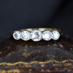 Old Cut Diamond Five Stone 18ct Yellow Gold Bezel Ring | 0.49ct Total