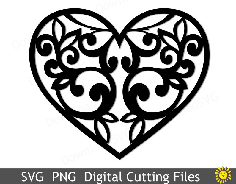 Download SVG cutting file template Flower Heart Design Cricut | Etsy
