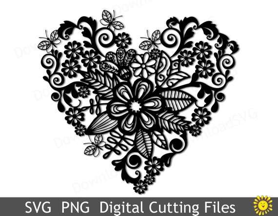 svg png cutting file template printable flower heart cricut etsy