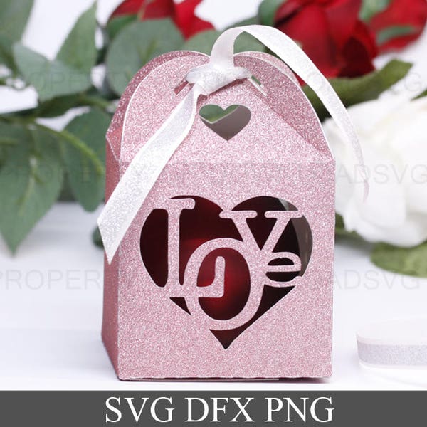 DIY SVG cutting file template Gift Box Wedding Favor Love  Cricut Silhouette  Present 101SV