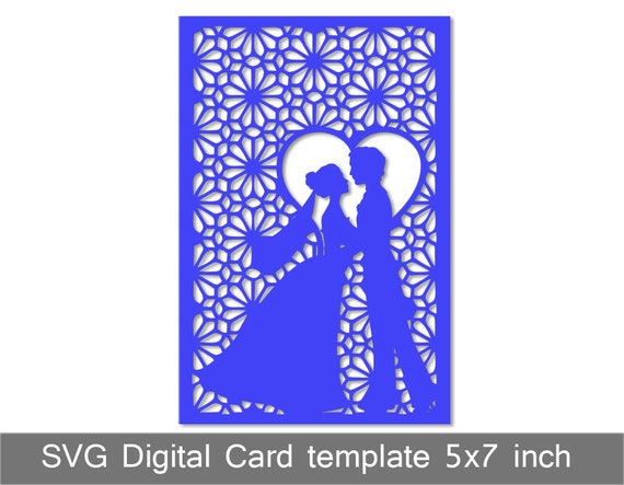 SVG Laser Cut Digital Wedding Invitation Card Template Cricut Silhouette  1001SV