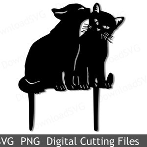 Gatos en amor SVG plantillas de archivos de corte Jardín Figura Cricut Silueta Digital Pastel Topper Party Decoration Cards Scrapbooking SH