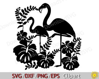 Tropical Flamingo SVG Cut File, Summer Beach Clipart (Digital Download)