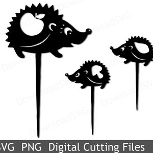 Ouriços família svg arquivos de corte modelos estatueta de jardim cricut silhueta digital bolo topper festa decoração cartões scrapbooking sh