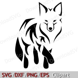 SVG FOX modèles de fichiers de découpe Transfert de vinyle vectoriel Cricut Silhouette Cartes de tatouage numériques Scrapbooking Cat sur la Lune 2039VS