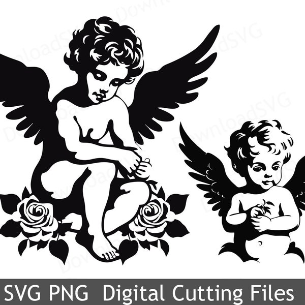 SVG cutting file Cherub Angel template Cricut Silhouette Digital  Home Party Decoration Vinyl Transfer Cards Scrapbooking