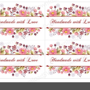 Hecho a mano con amor JPG imagen 8.5 * 11 pulgadas página con 8 tarjetas. Imprima, corte e incluya en su paquete al comprador. 1035VR